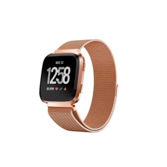 NWT Posh Tech Unisex Fitbit Versa Rose Stainless Steel Watch Replacement Band - Picture 1 of 3